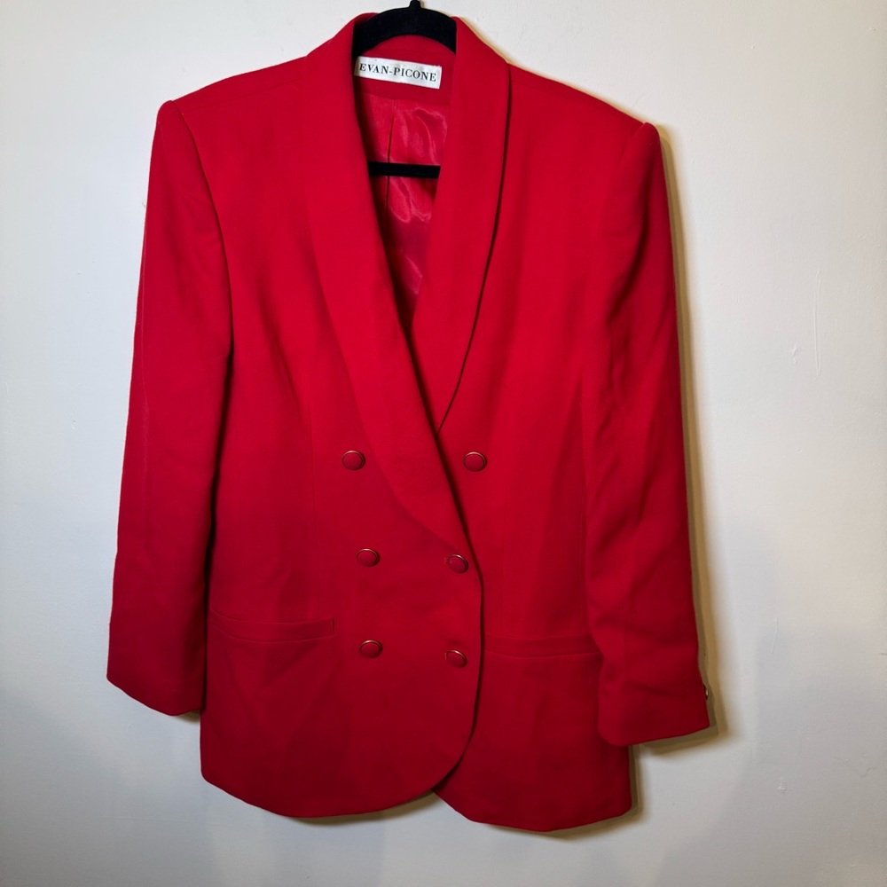 SOLD!100% Wool Red Double-Breasted Vintage Blazer
